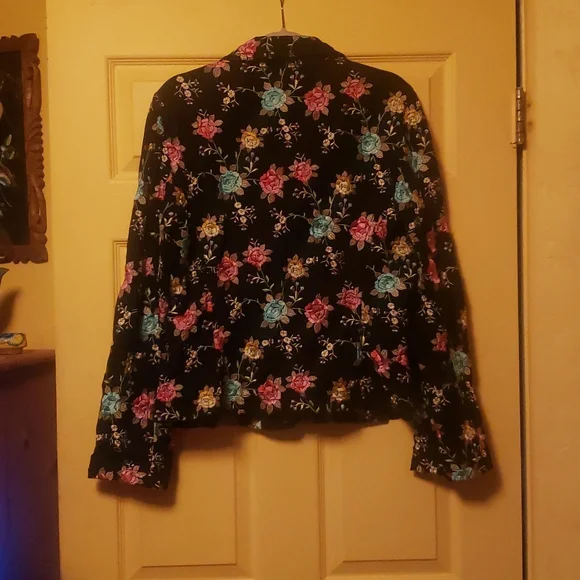 Johnny Was  Multi-Floral Embroidered Black Blazer NWT - Picture 2 of 10